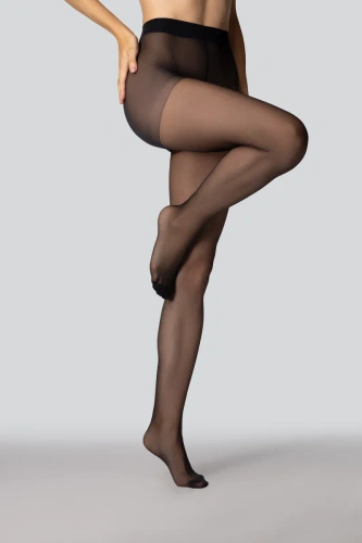 Mona Viola collant da donna 20 DEN classici lucidi con punta rinforzata nero