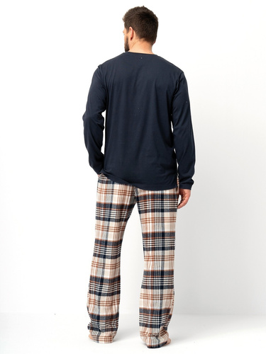 MNS 444 Pigiama Key uomo nero - cotone, manica lunga e pantalone tinta unita