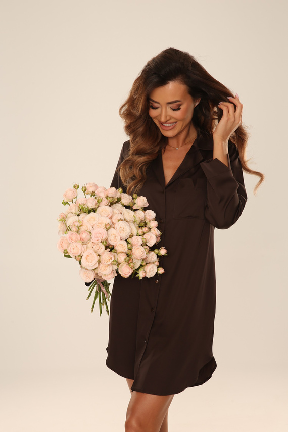 Camicia da notte satin 760 Cordelia De Lafense con bottoni elegante