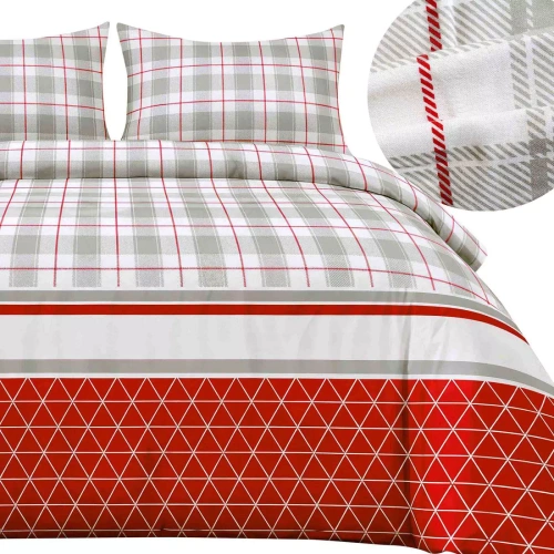 31516/1 Biancheria da letto natalizia in flanella Flanelove Darymex grigio rosso- set 100% cotone, caldo e morbido