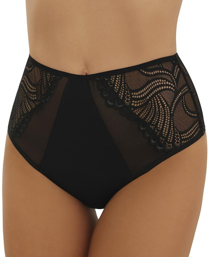 perizoma Pia Emili alte in cotone nero con retro in pizzo da donna