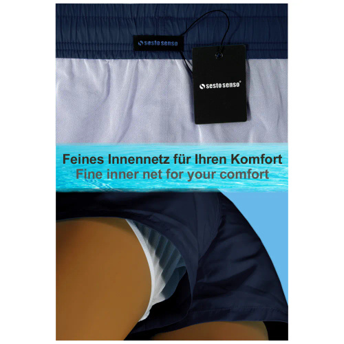 Sesto Senso costume da bagno uomo shorts mare ad asciugatura rapida tasche navy