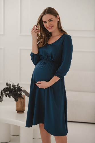 Lovely Dress Vestito midi per la maternità e l'allattamento Milk&Love - blu navy, 100% viscosa, manica a 3/4 | Stile e comfort