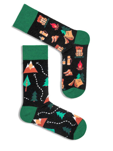 0125.053 Trekking - calze da uomo Milena con motivo colorato, nero