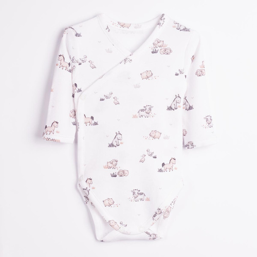 228094 Nicol FARMA Body neonatale a portafoglio in cotone con animali