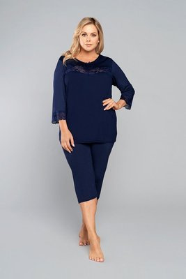 Izyda Pigiama maniche 3/4, pantaloni 3/4 Moda italiana - blu navy