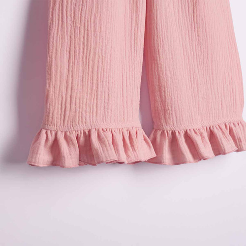 Pantaloni estivi larghi da ragazza Nicol 224331 in mussola 100% cotone rosa