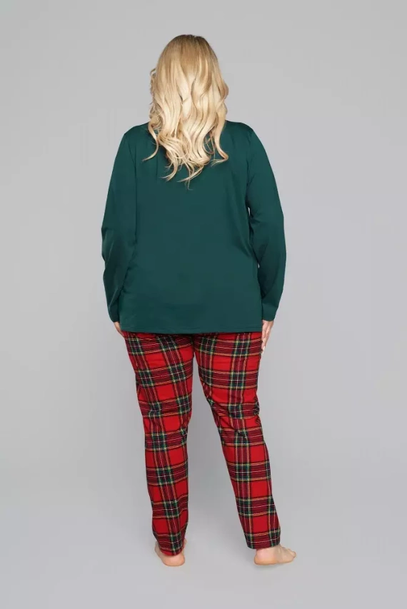 Pigiama da donna Zorza a maniche lunghe, pantaloni Moda Italiana - verde/stampa