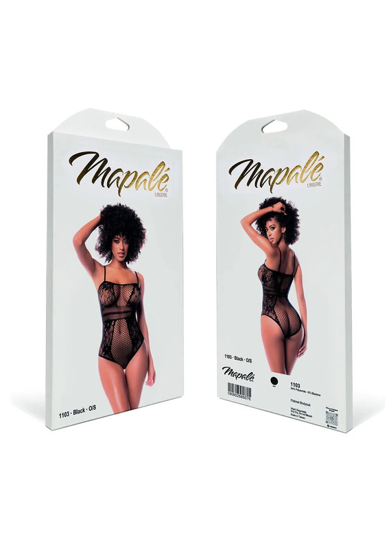 Body 1103X Fishnet Bodysuit Mapale Nero a Rete Plus Size XL-5XL