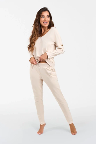 Karina Donna set manica lunga, pantaloni Moda Italiana - beige