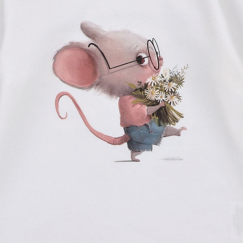 KAR-3008 Camicetta da bambina a maniche lunghe Lagarto Verde ecru - elegante, in cotone, produzione polacca