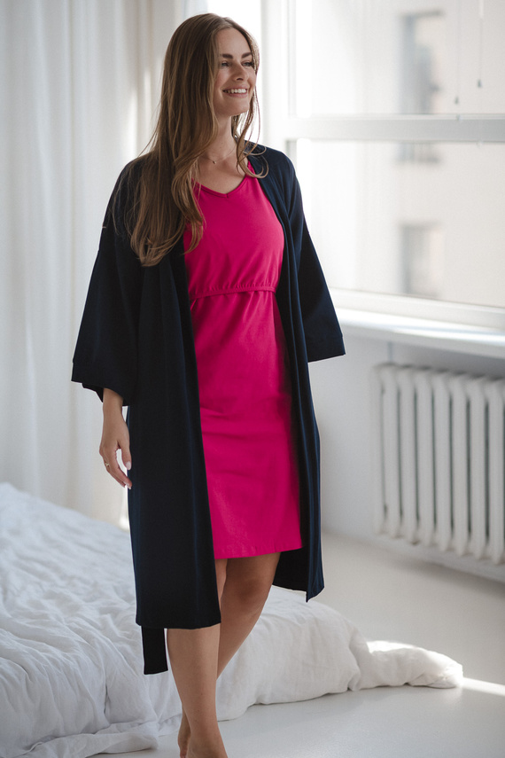 Milk&Love vestaglia premaman blu navy - cotone con elastan, confortevole, manica 7/8