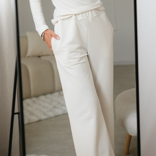 Eevi for Women Pantaloni da donna in felpa ecrù - Allentati, cotone + modal, confortevoli