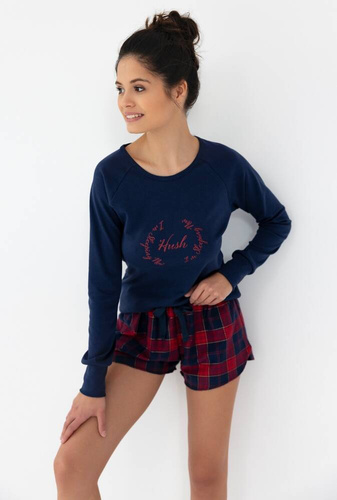 Pigiama Clarissa Donna Sensis Flannel - blu navy-rosso