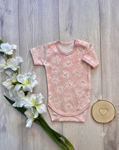 Body neonato Mamatti BK16325 rosa in cotone manica corta