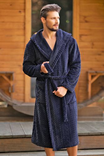 Zygmunt Accappatoio da uomo con cappuccio Moda italiana - blu navy