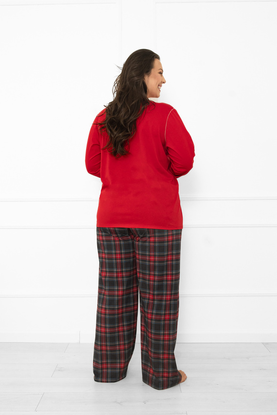 Pigiama da donna Italian Fashion in rosso - cotone, manica lunga e pantalone, a quadri