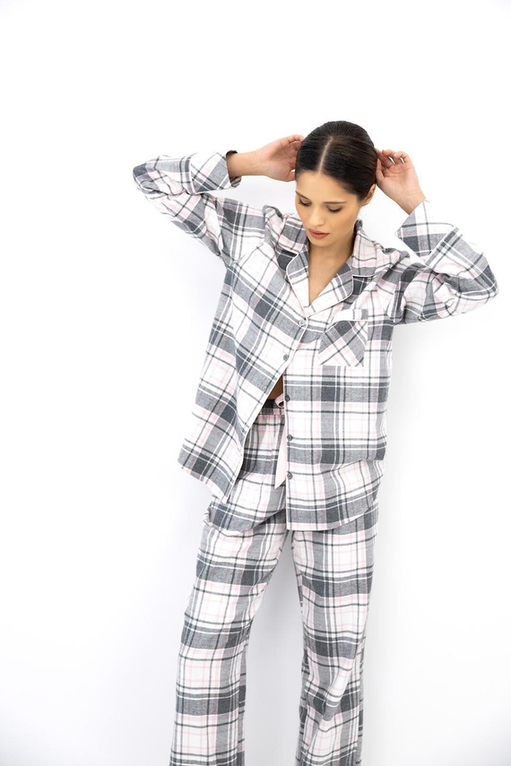Sensis Ashlyn Pigiama Donna in Flanella 100% Cotone Bottoni Quadri