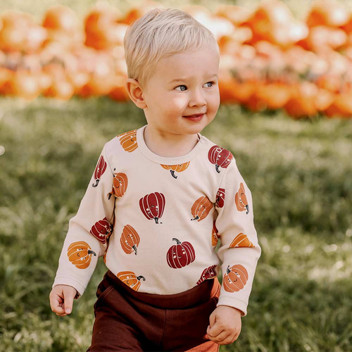 Body da bambino per Halloween Eevi - ecru, zucche, cotone