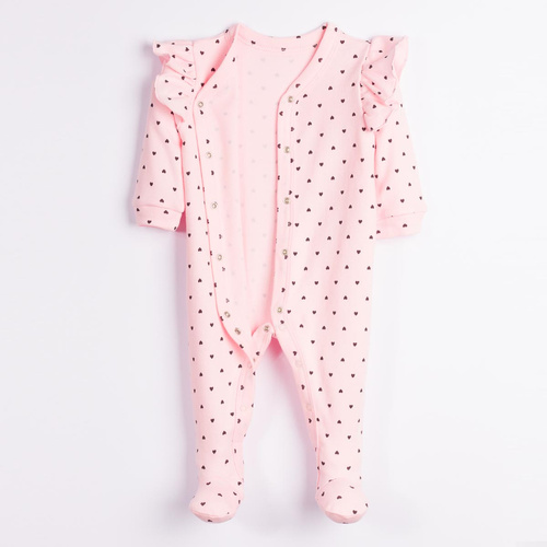Pigiama neonato Nicol Tosia 225031 100% cotone rosa con cuoricini