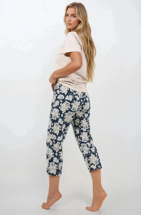 Pigiama Momenti Per Me donna Navy Charm - manica corta e pantalone 7/8, cotone