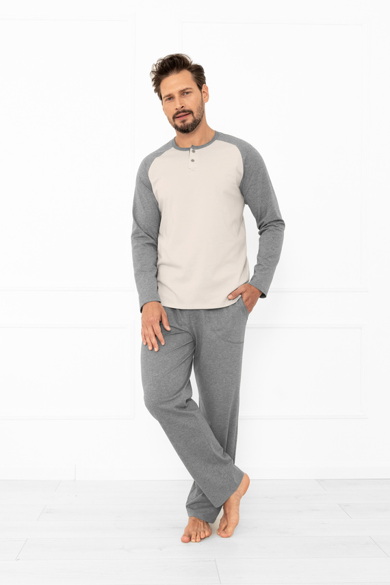 Pigiama Alexander Uomo Moda Italiana beige - cotone, lungo. maniche e pantaloni