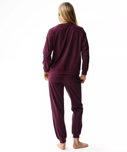Pigiama donna NLP-501 Atlantic rosa-verde - 100% cotone effetto pesca, manica lunga, pantaloni con tasche | Calore e comfort Premium