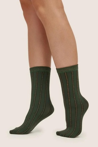 Gabriella Liva 1262 calze donna 50 DEN righe con effetto lucido 3D verde