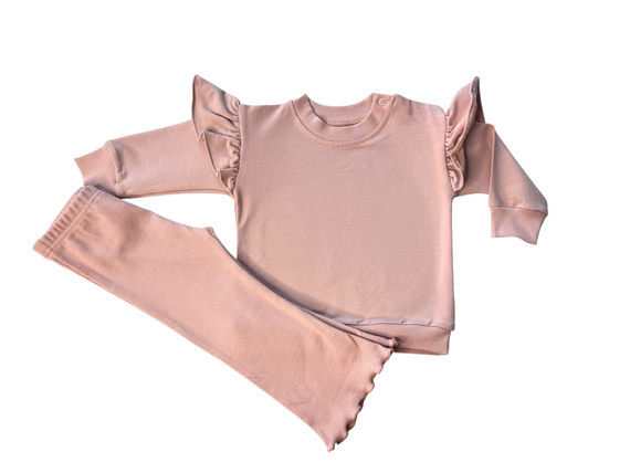 Mamatti DR2568 set da bambina - felpa e leggings nella tonalità del rosa sporco