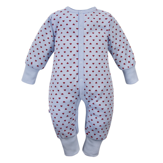Tutina neonato Love Eevi senza piedini azzurra con cuori 100% cotone