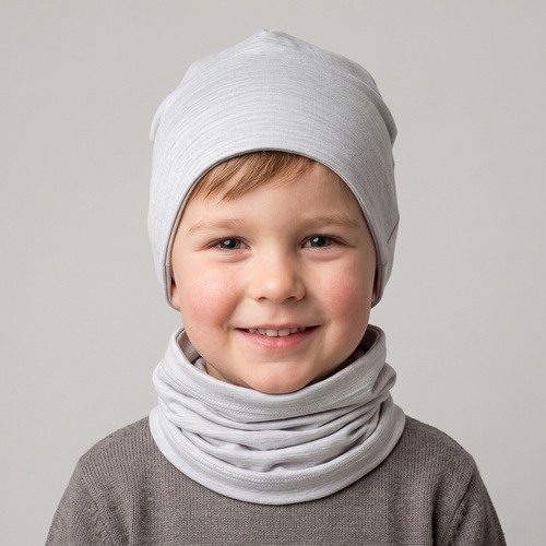 229110 Nicol Cappello Merino 100% lana bambino doppio strato - grigio