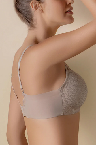Selene Mireia Reggiseno Imbottito Senza Ferretto Comfort e Pizzo tierra-beige