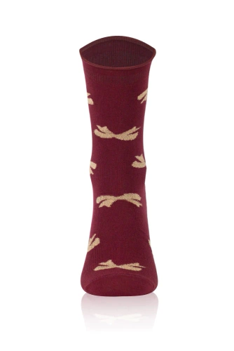 S183D Figaro Calze lunghe non pressurizzate da donna Moda italiana - fiocchi bordeaux