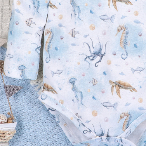 ABN-5445 Body in cotone organico Sea Of Joy di Nini - cotone organico, manica lunga