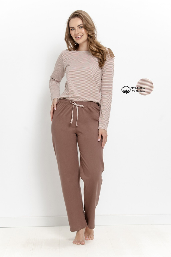 Pigiama donna Taro Norella 3642 lunga in cotone a righe 95% cotone