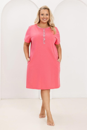 Camicia da donna 177 Regina Raspberry - Camicia da notte in cotone 100% cotone, senza bottoni, comfort e libertà