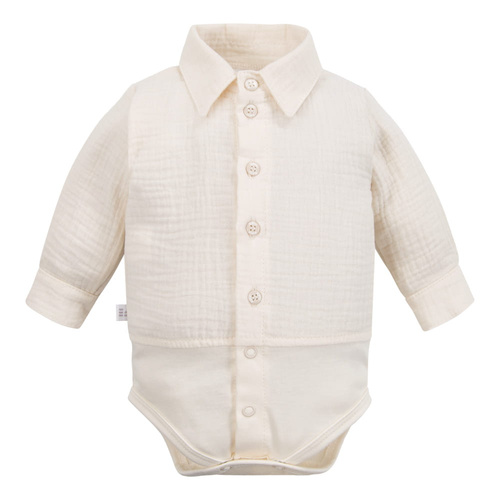 Corpo camicia in mussola da cerimonia con colletto per bambino Eevi elegante- ecru