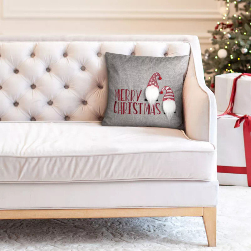 Chp 163 Eurofirany Federa di Natale - grigio rosso con applicazione di gnomi, decorativa