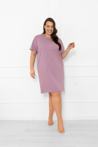 Camicia da notte da donna Ksara - manica corta, cotone Italian Fashion - erica