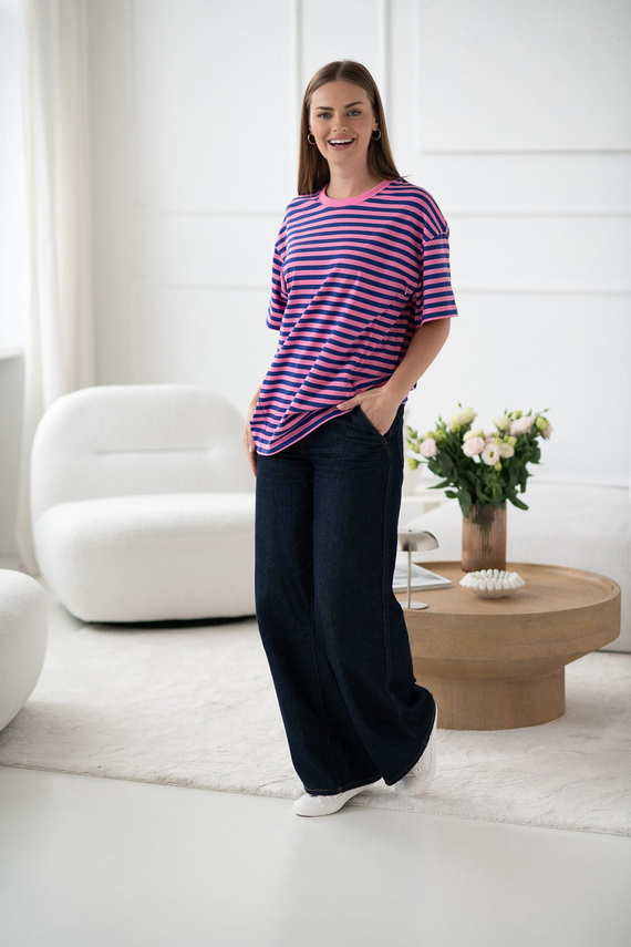 T-shirt premaman e per l'allattamento a righe rosa e blu di Mamahood Milk&Love - comoda ed elegante