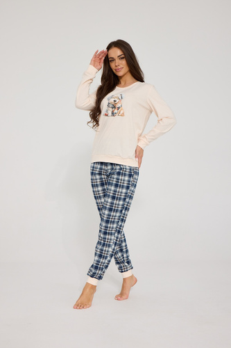 Pigiama donna Cornette Home Friends 671/478 ecru – 100% cotone, familiare