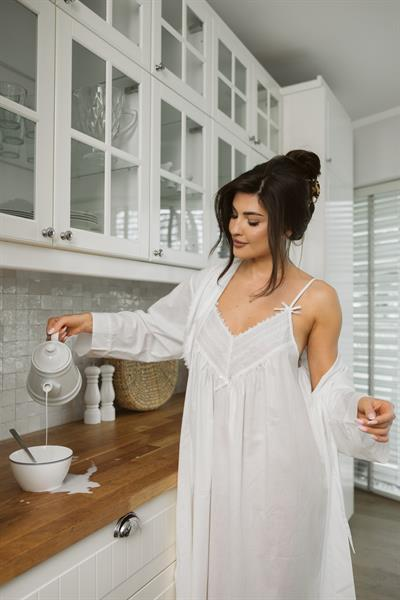 Koszula da notte Unikat Blanche bianca 100% cotone leggera estiva da donna