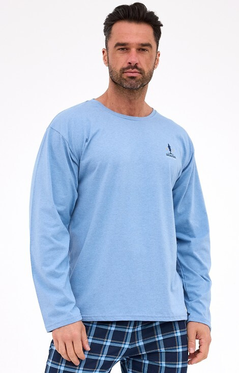 124/308 Sequoia Cornette - pigiama da uomo in cotone, manica lunga, pantaloni a quadri