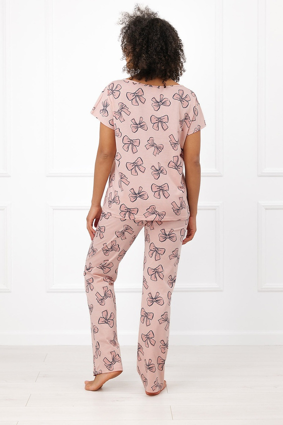 Italian Fashion Silano pigiama donna 100% cotone pantaloni lunghi con fiocchi