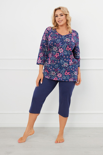 Topana Pigiama donna manica 3/4, pantaloni 3/4 Moda italiana - stampa/verde