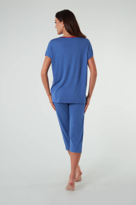 Paola Pigiama donna manica corta, pantaloni 3/4 Moda italiana - blu