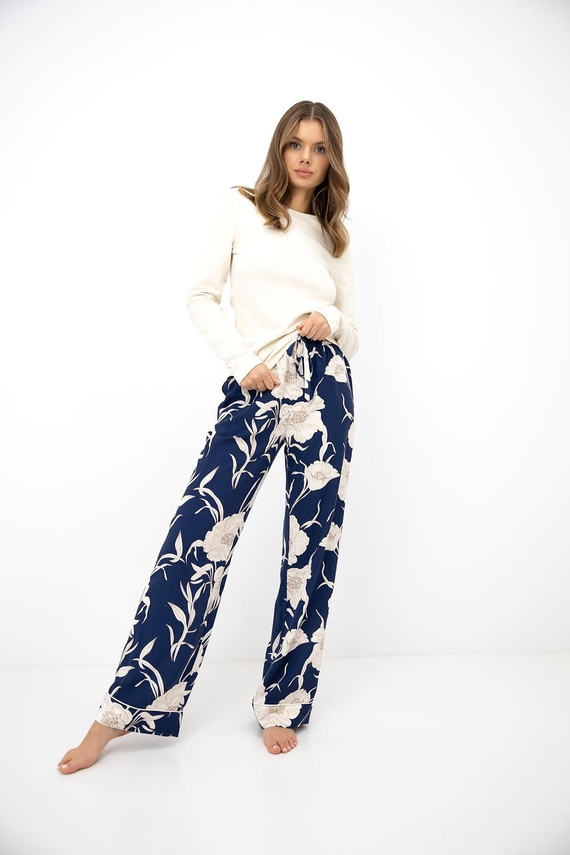 Pigiama donna Sensis Monroe con apertura, 100% cotone interlock, motivo fiocchi di neve