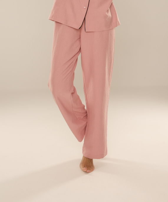 Pantaloni pigiama da donna Maeve 875 De Lafense - lunghi, tinta unita, con tasche - rosa