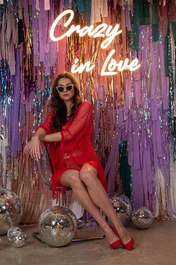 634 Camicia da notte senza spalline Florence + perizoma Forex - rosso