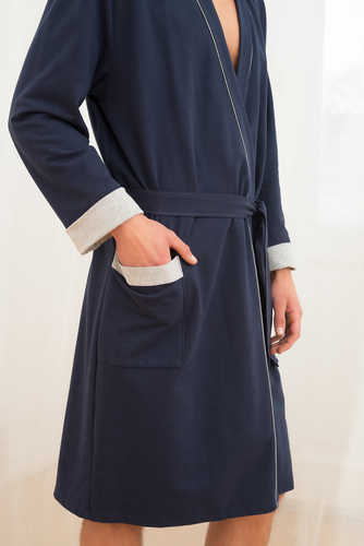 Gabriel Accappatoio da uomo con tasche Moda italiana - blu navy/melange